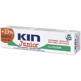 Kin Junior Pasta de Dente Anticáries Suave Menta 75 + 25 M Unissex