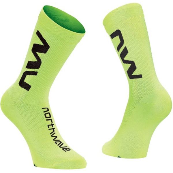 Chaussettes Northwave Extreme Air Mid Yellow Fluo-black
