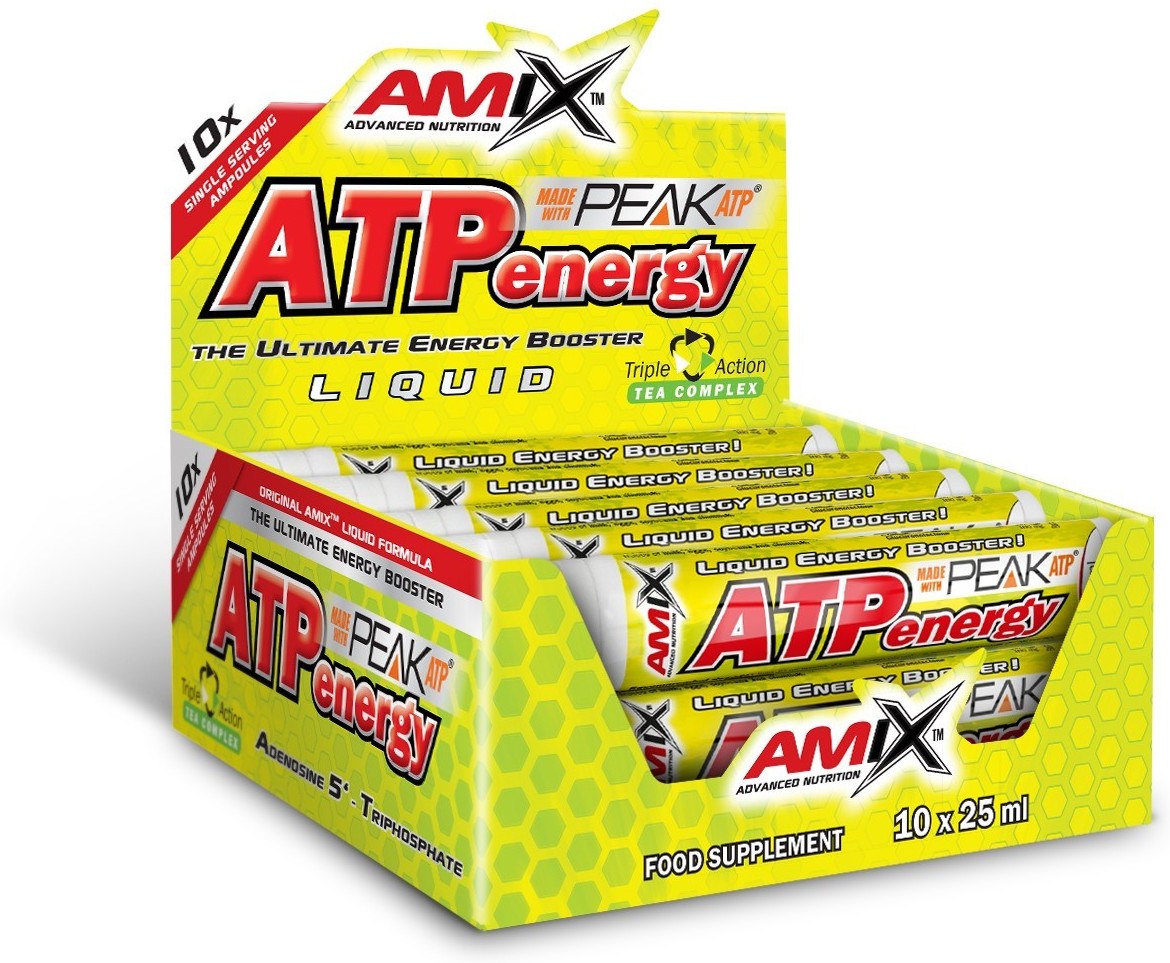 Amix Atp Energy Liquid 10 Ampolas X 25 Ml - Efeito Ardente / ContéM Extrato De Guaraná E CafeíNa Gosto Laranja-image