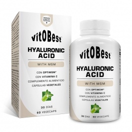 VitOBest Hyaluronic Acid 60 VegeCaps - MSM + Vitamin C / Helps Strengthen Joints, Skin and Cartilage