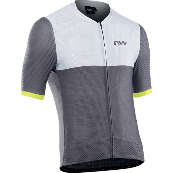 Maillot à manches courtes Northwave Storm Air Grey-Yellow Fluo