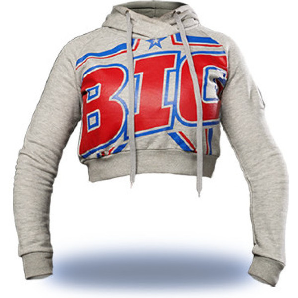 Grote grijze sweatshirtvrouw