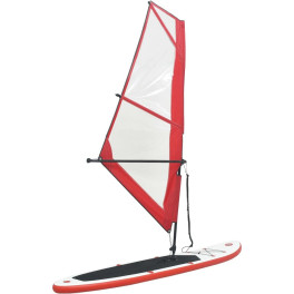 Vidaxl Tabla De Paddle Surf Hinchable Con Set De Vela Rojo Y Blanco