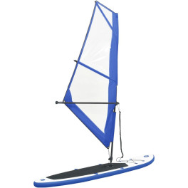 Vidaxl Tabla De Paddle Surf Hinchable Con Set De Vela Azul Y Blanco