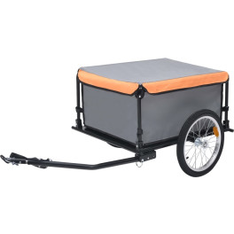 Vidaxl Remolque De Carga Para Bicicletas Gris Y Naranja 65 Kg