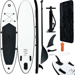 Vidaxl Juego De Tabla De Paddle Surf Hinchable Blanco Y Negro