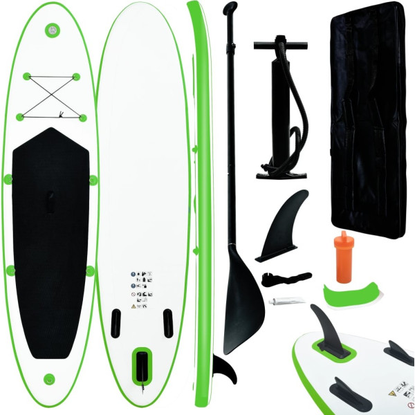 Vidaxl Juego De Tabla De Paddle Surf Hinchable Verde Y Blanco