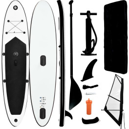 Vidaxl Tabla De Paddle Surf Hinchable Con Set De Vela Negro Y Blanco