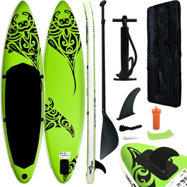 Vidaxl Juego De Tabla De Paddle Surf Hinchable Verde 305x76x15 Cm