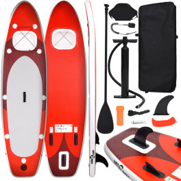 Vidaxl Set De Tabla De Paddle Surf Hinchable Rojo 300x76x10 Cm