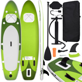 Vidaxl Set De Tabla De Paddle Surf Hinchable Verde 300x76x10 Cm