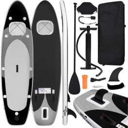 Vidaxl Set De Tabla De Paddle Surf Hinchable Negro 300x76x10 Cm