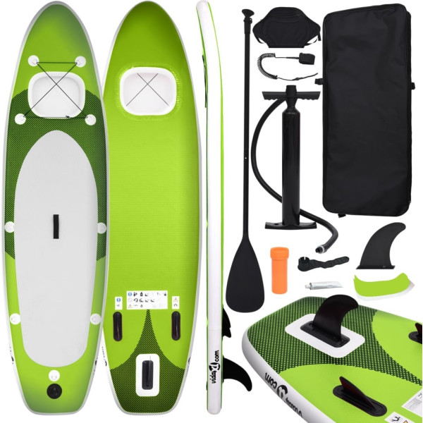 Vidaxl Set De Tabla De Paddle Surf Hinchable Verde 360x81x10 Cm