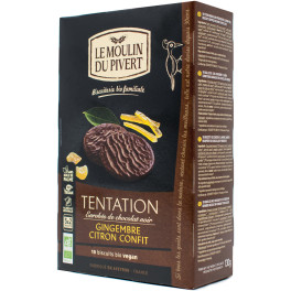 Le Moulin Du Pivert Galletas Tentación Jengibre Y Limón Bañadas En Chocolate Negro