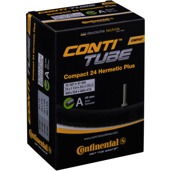 Câmara Continental Tubo compacto Hermetic Plus 24x1,75 - 2,0 Válvula Schraider 40 mm