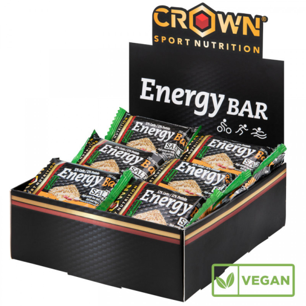 Barre énergétique végétalienne Crown Sport Nutrition, 12 x 60 g, barre énergétique à l'avoine non enrobée et isolat de protéines de pois supplémentaires