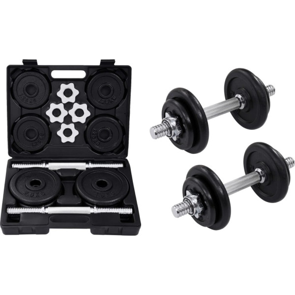 Vidaxl Juego De Mancuernas De 15 Piezas Hierro Fundido 20 Kg