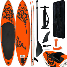 Vidaxl Juego De Tabla De Paddle Surf Hinchable Naranja 305x76x15 Cm