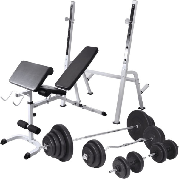 Vidaxl Banco Ejercicios Con Soporte Pesas. Pesas Y Mancuernas 120 Kg 275376