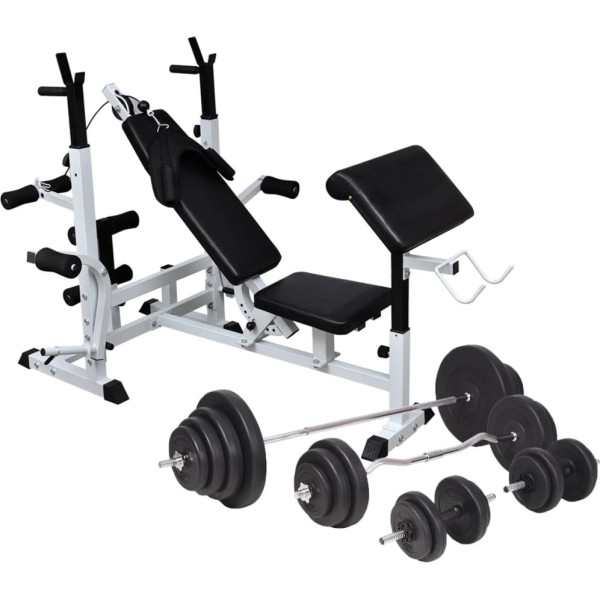 Vidaxl Banco Musculación Con Soporte Pesas. Pesas Y Mancuernas 120 Kg 275378