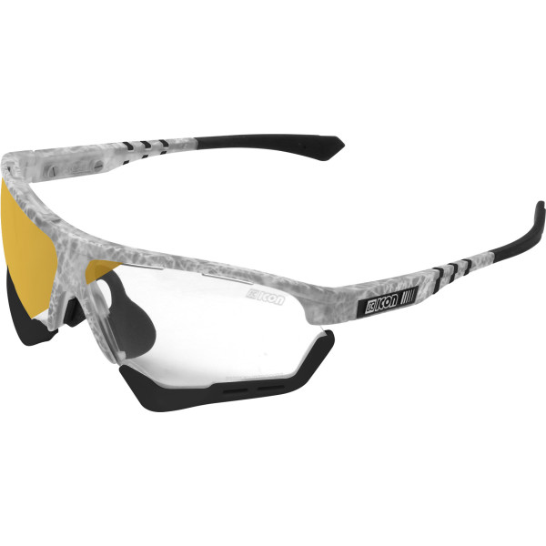 Scicon Sports Unisex Aerocomfort Scn-xt Photochrómico Rendimiento Deportivo Gafas De Sol Blanco Congelado / Plateado Fotocomát