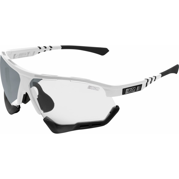 Scicon Sports Unisex Aerocomfort Scn-xt Photochrómico Rendimiento Deportivo Gafas De Sol Blanco Congelado / Rojo Fotocomático