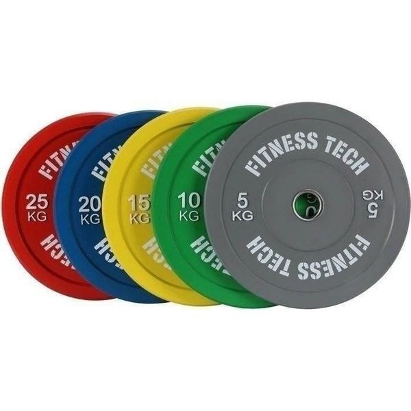 Fitness Tech Disco Bumper Plate Alta Resistencia - Por Unidad (diferentes Pesos)