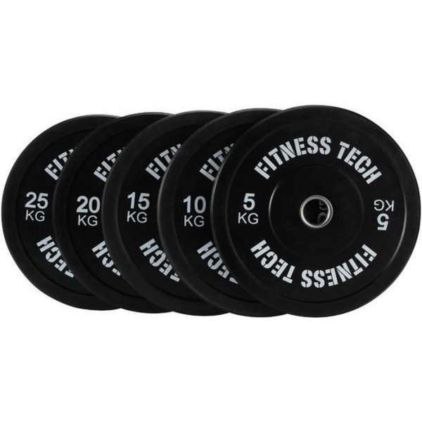 Fitness Tech Disco Bumper Plate Alta Resistencia - Por Unidad (diferentes Pesos) Negro