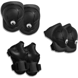 Crazy Safety Rodilleras Y Coderas Para Niños Negras Ciclismo Skate Patines