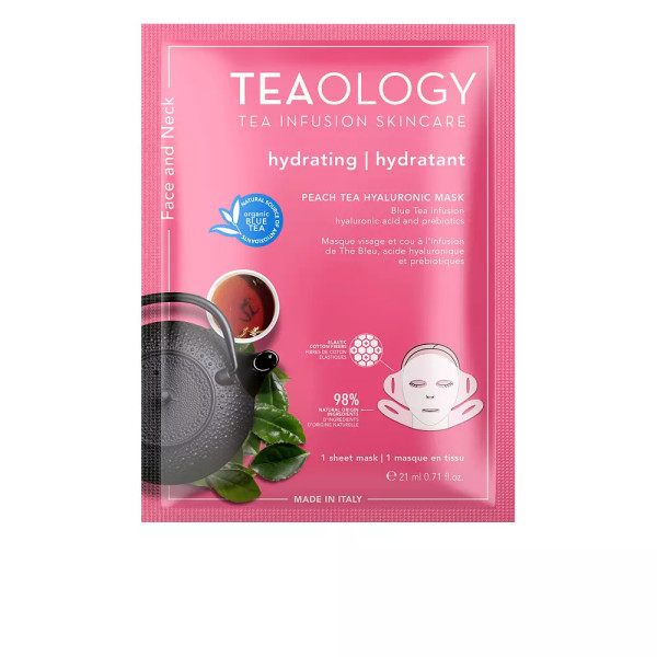 Tealogy máscara hialurônica rosto e pescoço pêssego chá 21 ml unissex