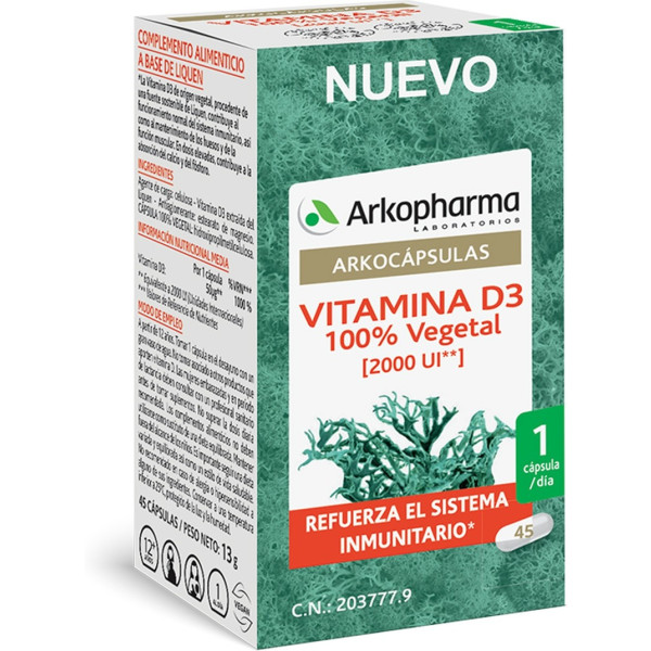 Arkopharma Arkocaps Vitamina D3 100% Vegetal 45 Caps