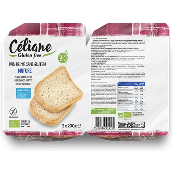 Celiane Gluten Free Pan De Molde Sin Gluten Bio 2 Unidades De 200g