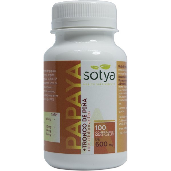 Sotya Papaya + Abacaxi Tronco 600 mg 100 Comp
