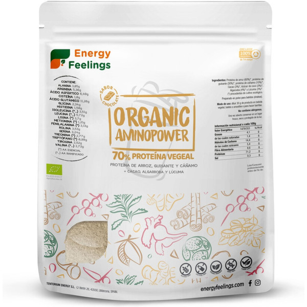 Energy Feelings Organic Amino Power Eco 70% De Proteínas Xl Pack (sabor Chocolate) 500 G (chocolate)