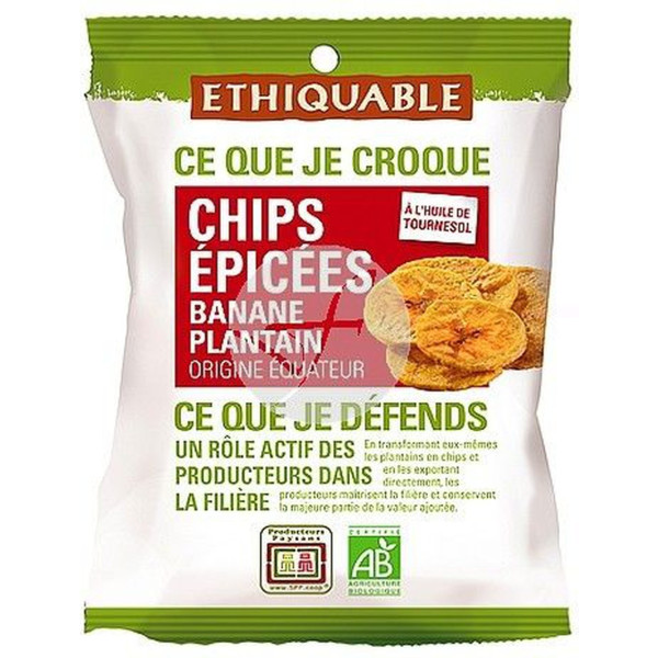 Ethiquable Chips De Plátano Salados Bio 85 G