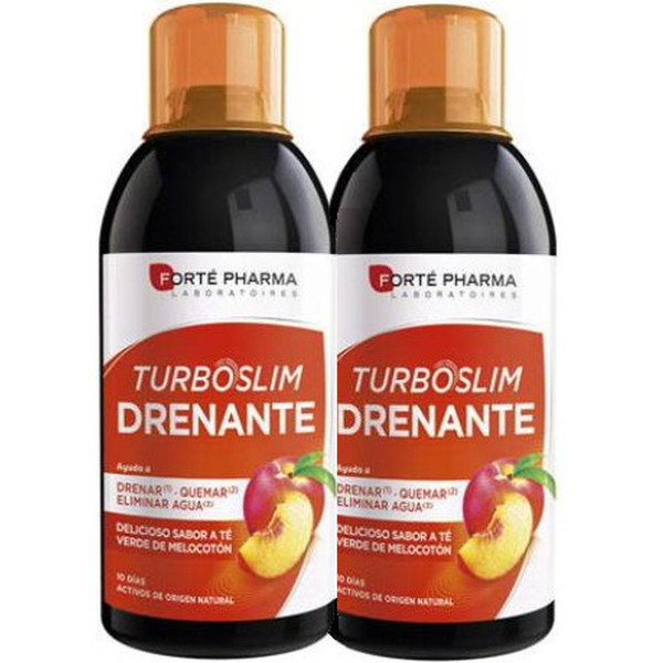 Forté Pharma Pack Turboslim Drenante Melocotón 2 Unidades De 500ml