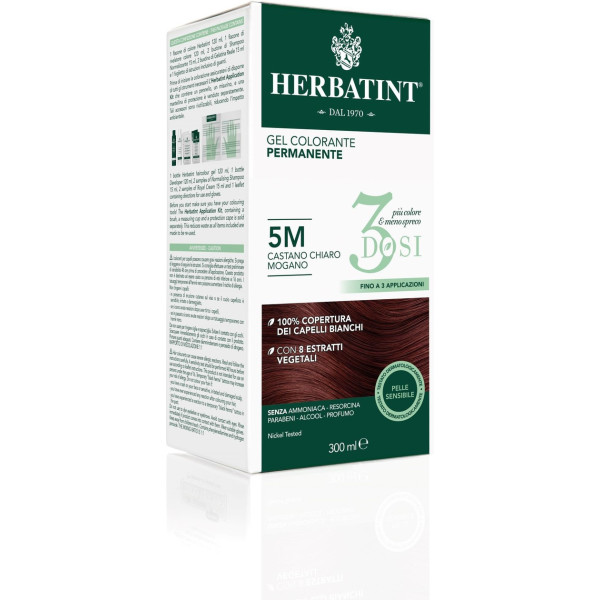 Herbatint Tinte Para El Cabello En Gel De Color Permanente 3 Dosis 5m Castaño Claro Caoba 300 Ml