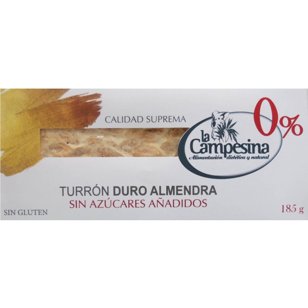 La Campesina Turrón De Almendra Duro Sin Gluten Y Sin Azúcar 185 G (almendra)