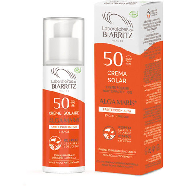 Laboratoires De Biarritz Zonnecrème voor het gezicht Spf50 Bio Alga Maris-crème 50 ml