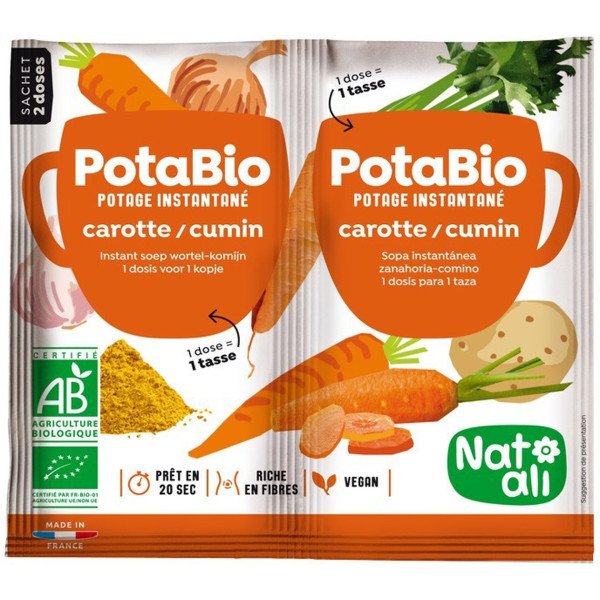 Nat-ali Sopa Instantánea De Potabio Con Zanahorias Y Comino 2 Sobres De 8.5g