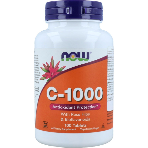 Now Vitamine C Aux Cynorrhodons Et Bioflavonoïdes 100 Comprimés