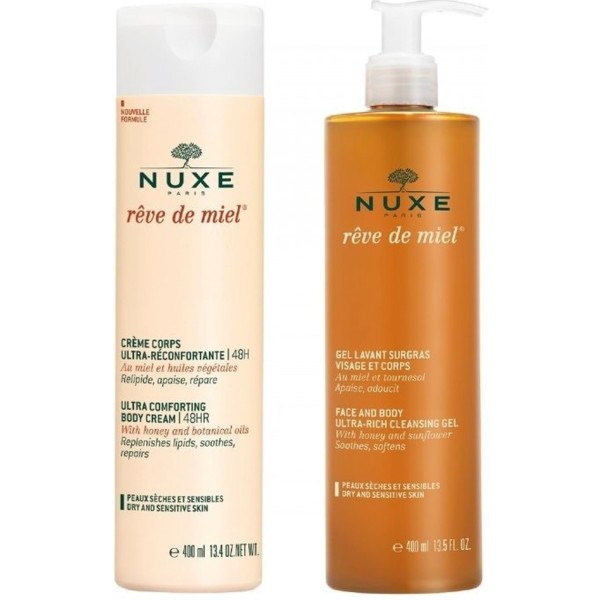 Nuxe Gel Nettoyant Dermatologique + Duplo Crème Corps 48h 2 Unités de 400 ml