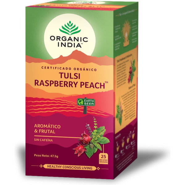 Organic India Tulsi Raspberry Peach 25 Bolsitas Infusoras