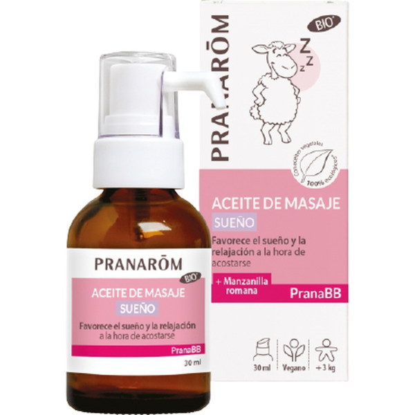 Pranarom Sleep Massage Oil Bio Pranabb 30 Ml Olio Essenziale (Mandarino - Arancio - Lavanda - Camomilla)