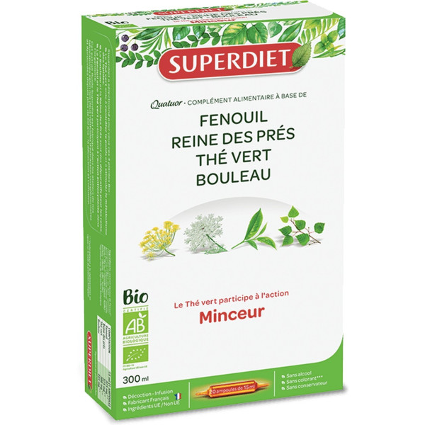 Superdiet Cuarteto De Adelgazamiento Orgánico 20 Ampollas De 15ml