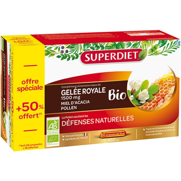 Superdiet Polen De Miel De Jalea Real 50% Ofrecido 30 Ampollas