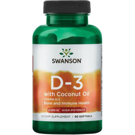 Swanson Ultra Vitamina D3 Con Aceite De Coco 2000 Ui 60 Perlas