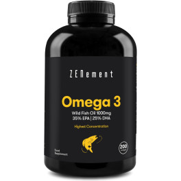 Zenement Omega-3 Máxima Concentración. Aceite De Pescado Salvaje 2000 Mg (2 Perlas)  700 Mg Epa. 500 Mg Dha  + Vitamin E