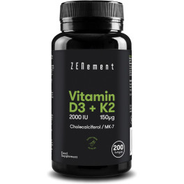 Zenement Vitamina D3 + K2. Colecalciferol (2000 Ui) & Mk-7 (150 ?g)