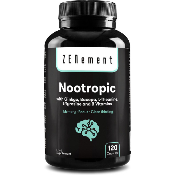 Zenement Nootropico. Con Ginkgo Biloba. Bacopa. Teanina. Tirosina Y Vitaminas B